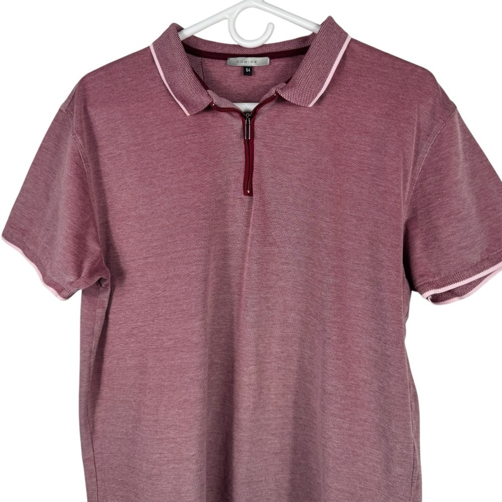 Codice Raspberry Mercerized Cotton Zip Polo, Size 54 - Picture 2 of 10